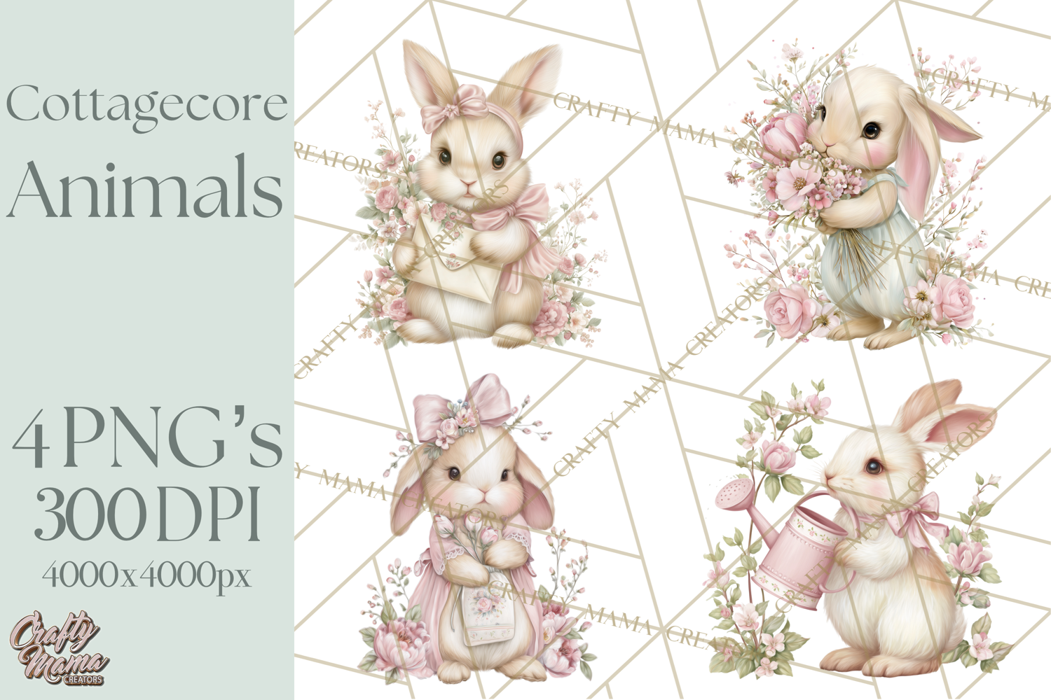 Pastel Cottagecore Animals Clipart, Cute Spring Animals Png product image 1