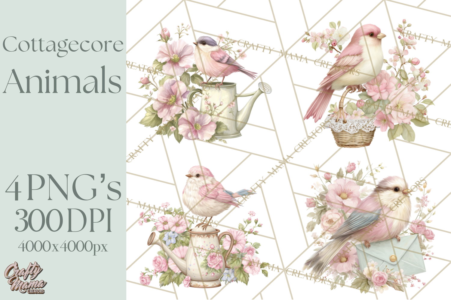 Pastel Cottagecore Animals Clipart, Cute Spring Animals Png product image 1