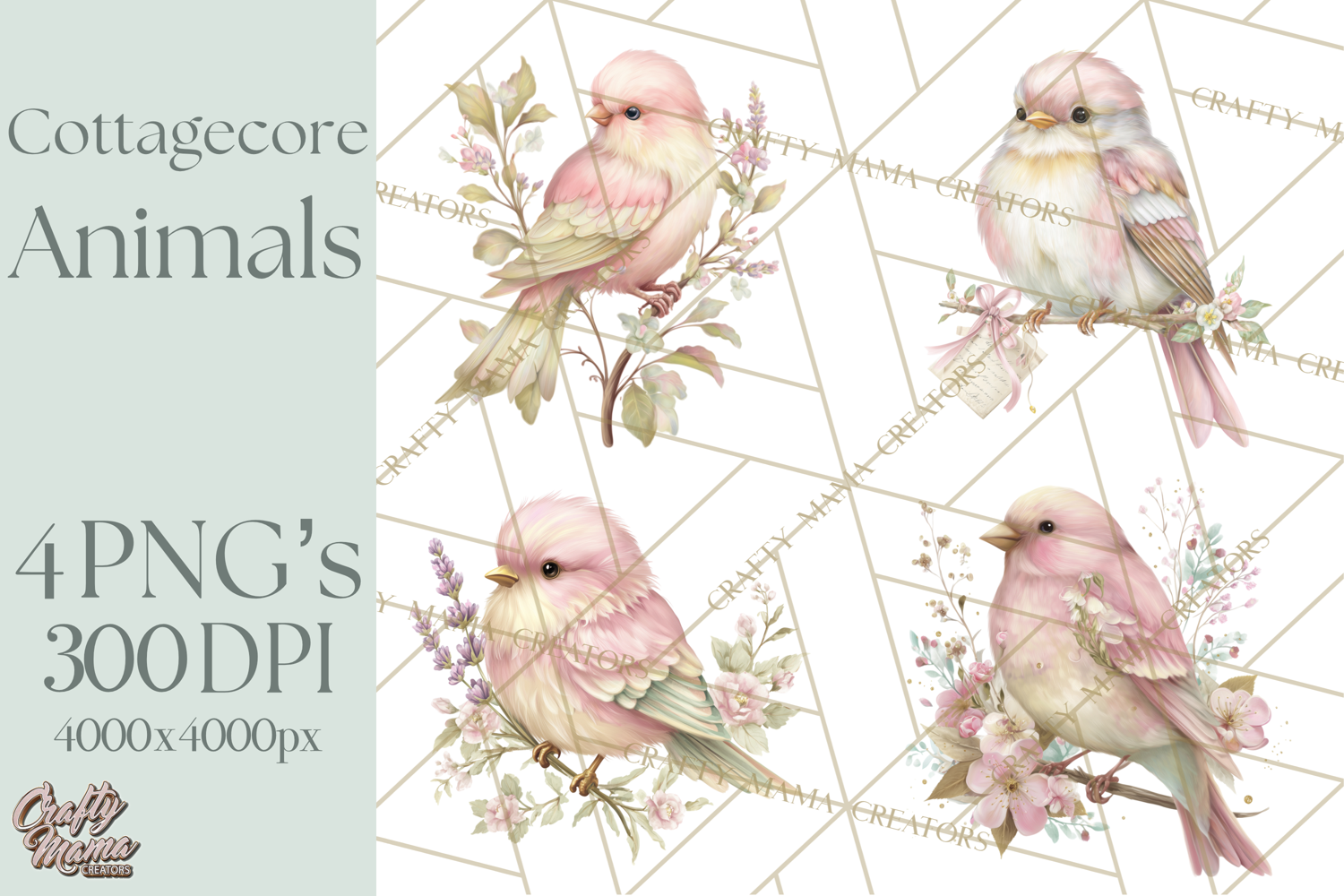 Pastel Cottagecore Animals Clipart, Cute Spring Animals Png product image 1