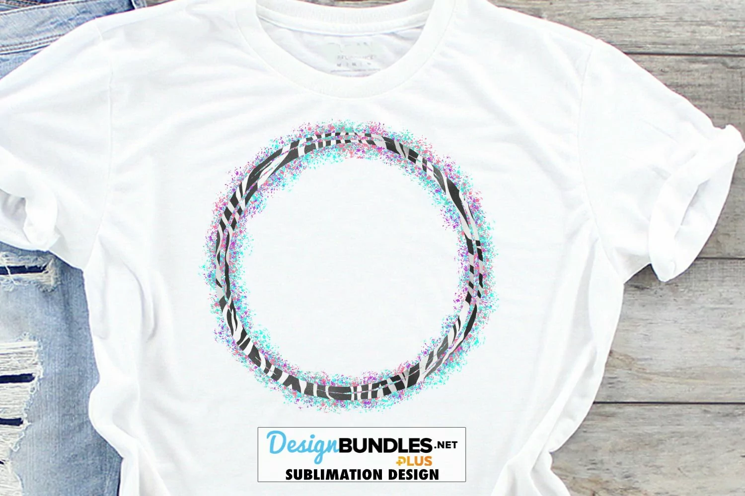 Colorful Zebra Print Spatter Grunge Frame PNG | Sublimation product image 1