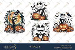 Cute Halloween Skeleton with Pumpkins Spooky Jack PNG Product Image 1
