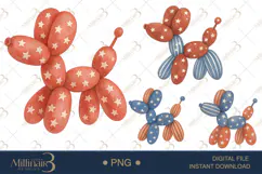 Fourth of July Balloon Dog Clipart PNG| Independence Day 4th Product Image 1