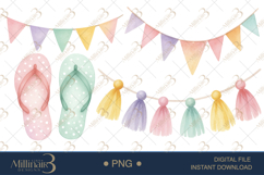 Cute Summer Pastel Pool Party Watercolor Clipart Product Image 1