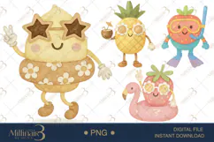 Retro Summer Watercolor Clipart PNG | Groovy Vacation Beach Product Image 1