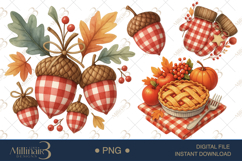 Red Gingham Autumn Clipart Product Image 1