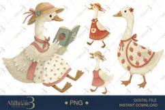 Strawberry Goose Clipart PNG | Cute Cottagecore Design Product Image 1