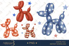Fourth of July Balloon Dog Clipart PNG| Independence Day 4th Product Image 1