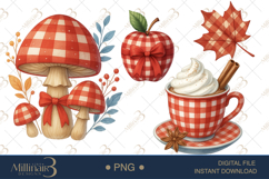 Red Gingham Autumn Clipart Product Image 1