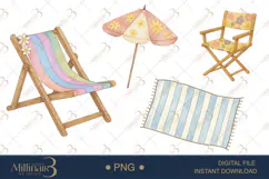 Retro Summer Watercolor Clipart PNG | Groovy Vacation Beach Product Image 1