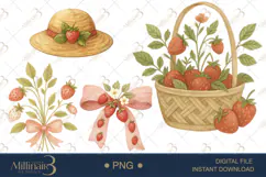 Strawberry Goose Clipart PNG | Cute Cottagecore Design Product Image 1