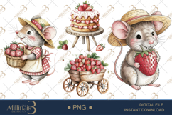 Strawberry Mice Watercolor Clipart Product Image 1