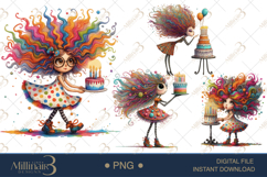 Quirky Birthday Girl Clipart Sublimation Product Image 1
