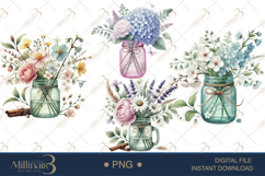 Boho Spring Mason Jar Sublimation Clipart Product Image 1