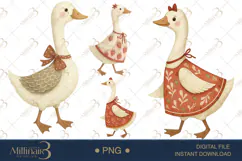 Strawberry Goose Clipart PNG | Cute Cottagecore Design Product Image 1