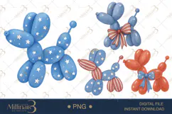 Fourth of July Balloon Dog Clipart PNG| Independence Day 4th Product Image 1