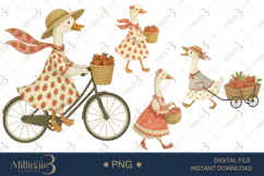 Strawberry Goose Clipart PNG | Cute Cottagecore Design Product Image 1