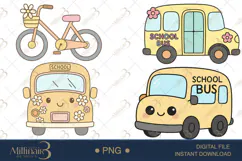 Pastel School Supplies Clipart PNG ,Pastel school clipart Product Image 1