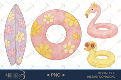 Retro Summer Watercolor Clipart PNG | Groovy Vacation Beach Product Image 1