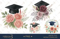 Boho Graduation Caps Clipart | Graduation PNG | Senior PNG Product Image 1