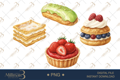 Watercolor French Patisserie Clipart Product Image 1