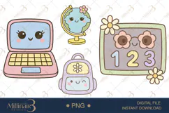 Pastel School Supplies Clipart PNG ,Pastel school clipart Product Image 1