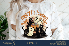 Ghosts and Black Cats Halloween PNG | Halloween Sublimation Product Image 1
