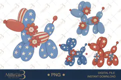 Fourth of July Balloon Dog Clipart PNG| Independence Day 4th Product Image 1