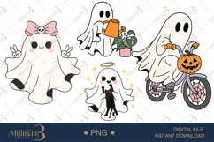Cute Retro Ghost Halloween Clipart, Spooky , Boo Product Image 1