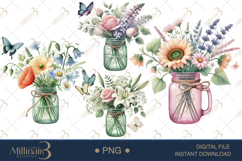 Boho Spring Mason Jar Sublimation Clipart Product Image 1