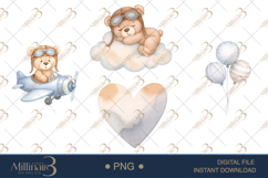 Aviator Flying Teddy Bear Clipart Product Image 1