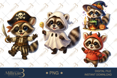 Watercolor spooky Halloween raccoon clipart Product Image 1