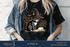 Witch Read Repeat Cat PNG | Halloween Cat Reading PNG Product Image 2