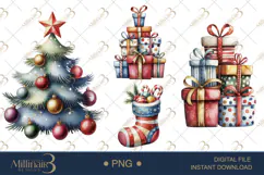 Whimsical Christmas Clipart Watercolor PNG Product Image 1