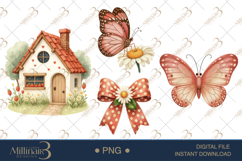 Spring Cottage Clipart |Cozy Watercolor House &amp; Garden Eleme Product Image 1