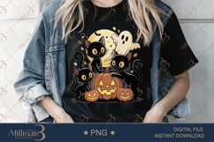 Retro Halloween Cat and Pumpkin PNG | Nostalgic Clipart Desi Product Image 2