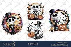 Cute Halloween Skeleton with Pumpkins Spooky Jack PNG Product Image 1
