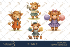 Cute Highland Cow Cheerleader Clipart Product Image 1
