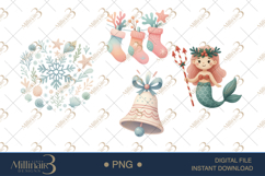 Christmas Mermaid Watercolor Clipart Product Image 1