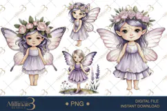 Purple Fairy Clipart |Whimsical Fantasy PNGs Product Image 1