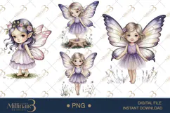 Purple Fairy Clipart |Whimsical Fantasy PNGs Product Image 1