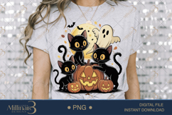 Retro Halloween Cat and Pumpkin PNG | Nostalgic Clipart Desi Product Image 3