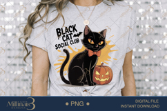 Halloween Black Cat Social Club PNG | Halloween Sublimation Product Image 2