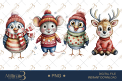 Whimsical Christmas Clipart Watercolor PNG Product Image 1
