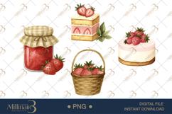 Strawberry Dessert Watercolor Clipart Product Image 1