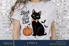 Black Cat Social Club PNG | Halloween Sublimation Design Product Image 2