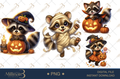 Watercolor spooky Halloween raccoon clipart Product Image 1