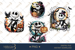 Cute Halloween Skeleton with Pumpkins Spooky Jack PNG Product Image 1