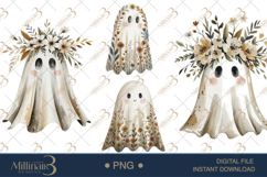 Vintage Fall Ghost Clipart PNG | Cute Turkey Fall Graphi Product Image 1