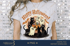 Ghosts and Black Cats Halloween PNG | Halloween Sublimation Product Image 3