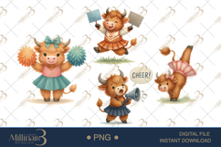 Cute Highland Cow Cheerleader Clipart Product Image 1